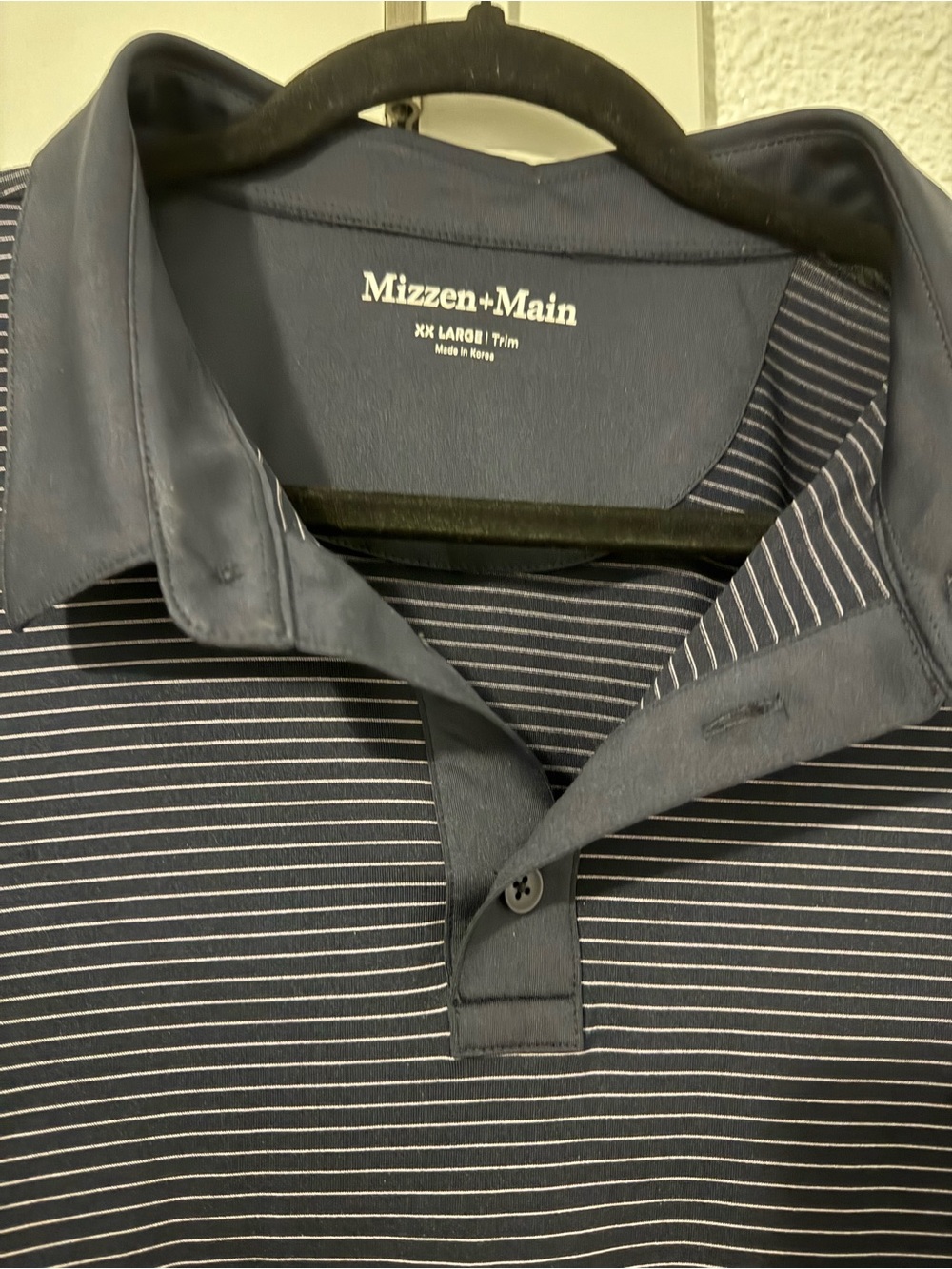 NWOT Mizzen+Main Men's Navy Striped Versa Polo XXL
